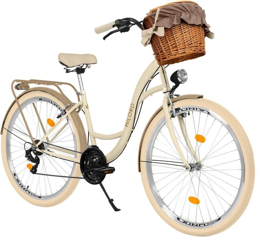 Milord damesfiets stadsfiets 28 inch 21 versnellingen zwart