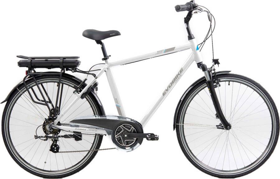 Minerva Evobike RM Elektrische Fiets 28 Inch E-bike 53 cm Achterwielmotor Herenfiets 7 Versnellingen V-Brakes Wit