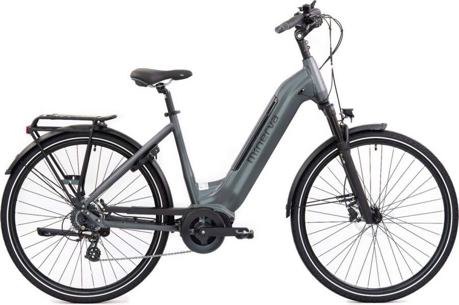 Minerva Volos Elektrische Fiets E-bike 28 Inch Middenmotor 50 cm Damesfiets 7 Versnellingen Hydraulische Schijfrem Antraciet