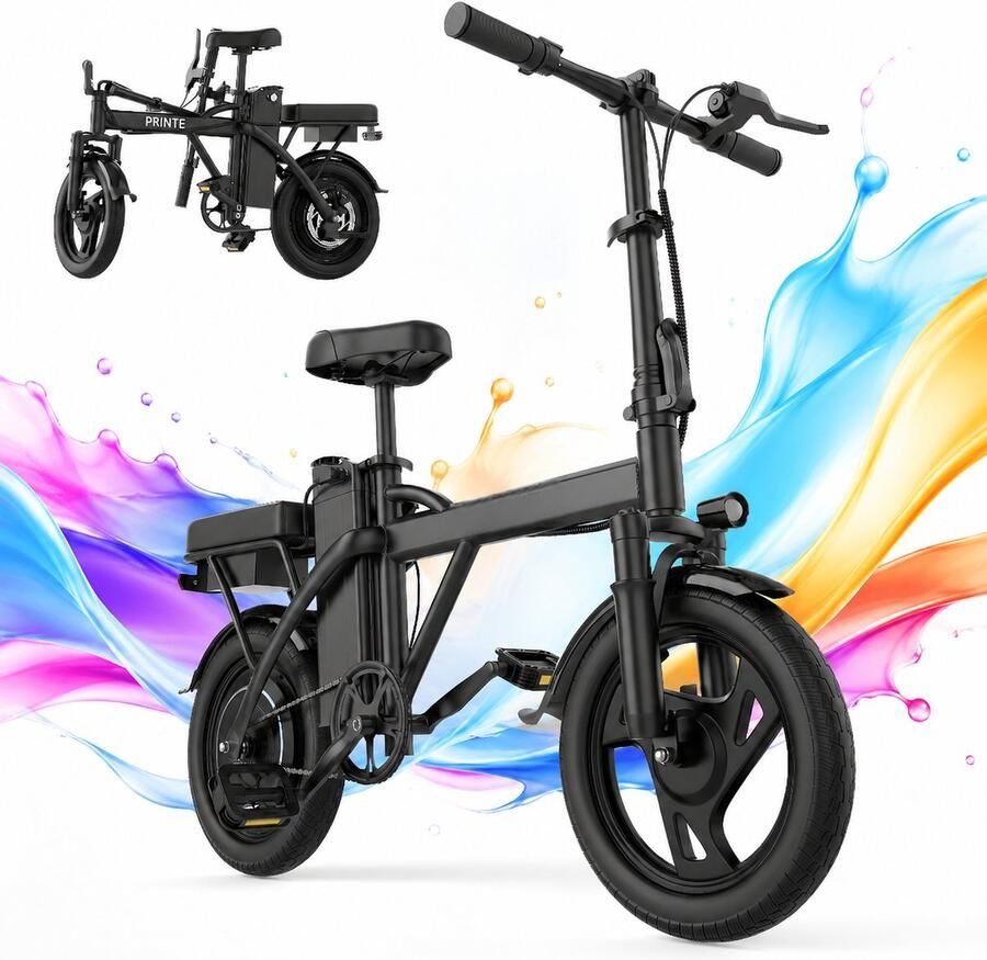 Minicee 14 Opvouwbare Mini Elektrische Fiets voor volwassenen 500W 48V 5.2Ah accu compacte pendelfiets met schokdemper en verlichting