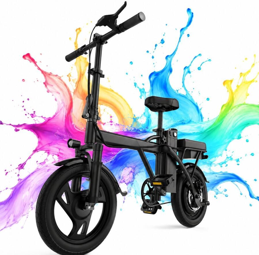 Minicee 14 Opvouwbare Mini Elektrische Fiets voor Volwassenen 500W 48V 9Ah Accu Compacte Pendelfiets met Schokdemper en Verlichting