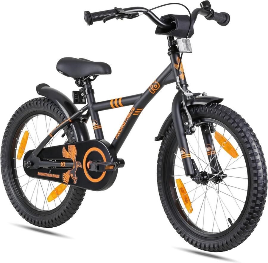 MMM Kinderfiets 18 Inch Kinderfiets 16 Inch Fiets met Zijwieltjes en Terugtraprem 6 Jaar oud -Zwart 100 cm x 49 cm x 21 cm