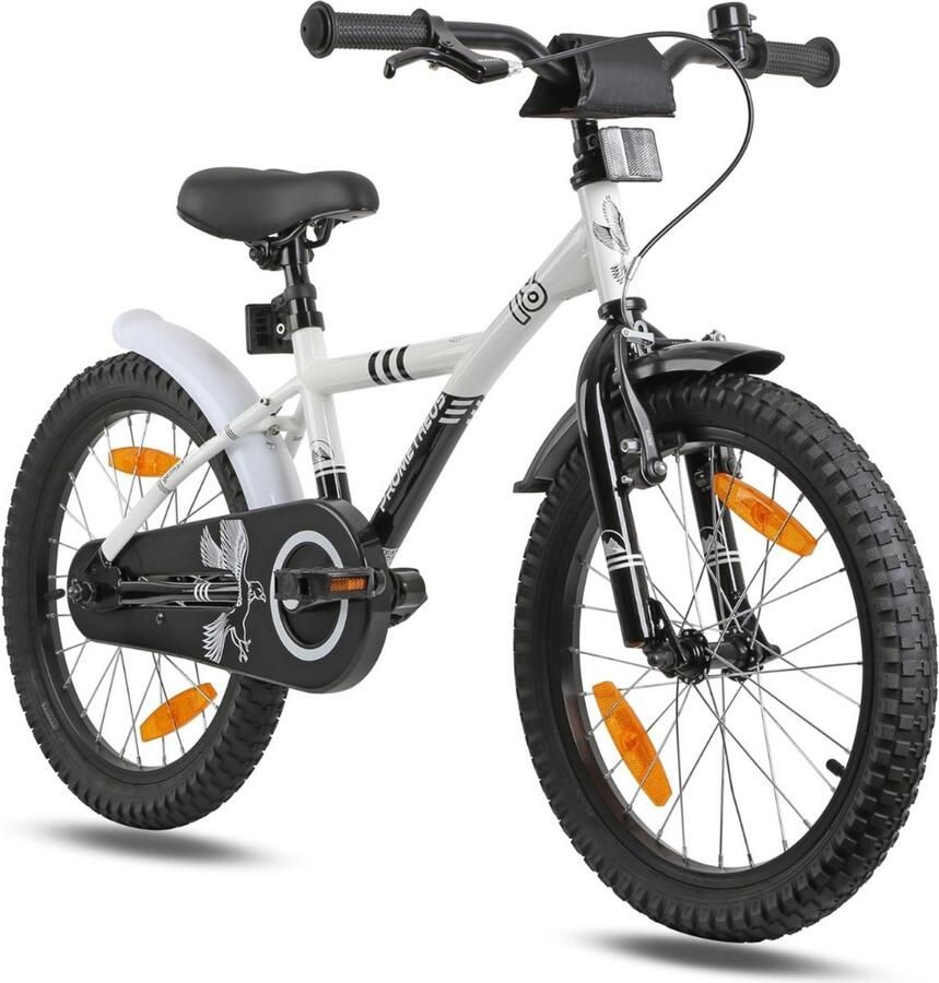 MMM Kinderfiets 18 Inch Kinderfiets 16 Inch Fiets Vanaf 6 Jaar met Terugtraprem en Fietsstandaard Wit- 111 cm x 55 cm x 22 cm