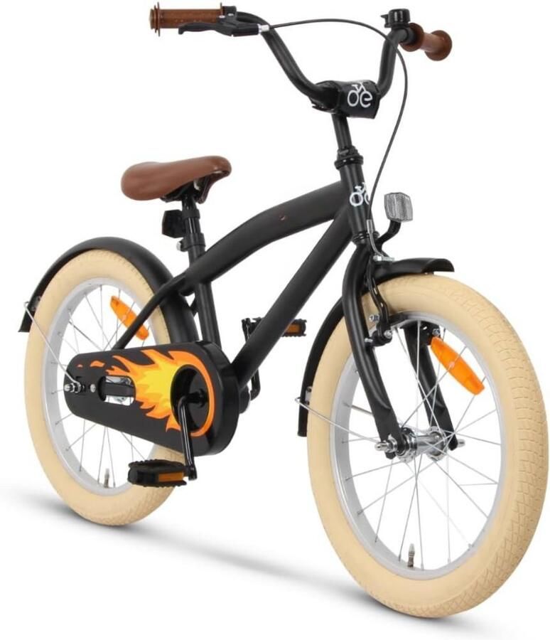 MMM Kinderfiets 18 Inch Kinderfiets 16 Inch Fiets Verstelbaar Zadel en Stuur 110-123 cm- Zwart- ‎125 cm x 66 cm x 18 cm