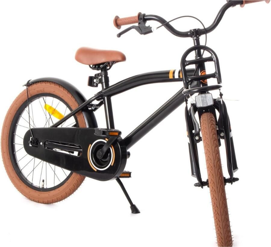 MMM Kinderfiets 18 Inch Kinderfiets 16 Inch Fiets voor Jongens met Handrem Terugtraprem Stuurblokken en Stabilisatoren- Zwart