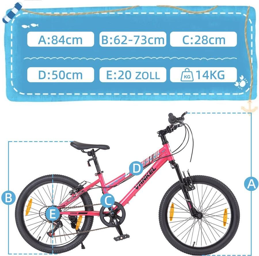 MODFU Kinderfiets V-Brakes Lage Instap Voor School En Vrije Tijd Staal Roze 20 Inch - Foto 1