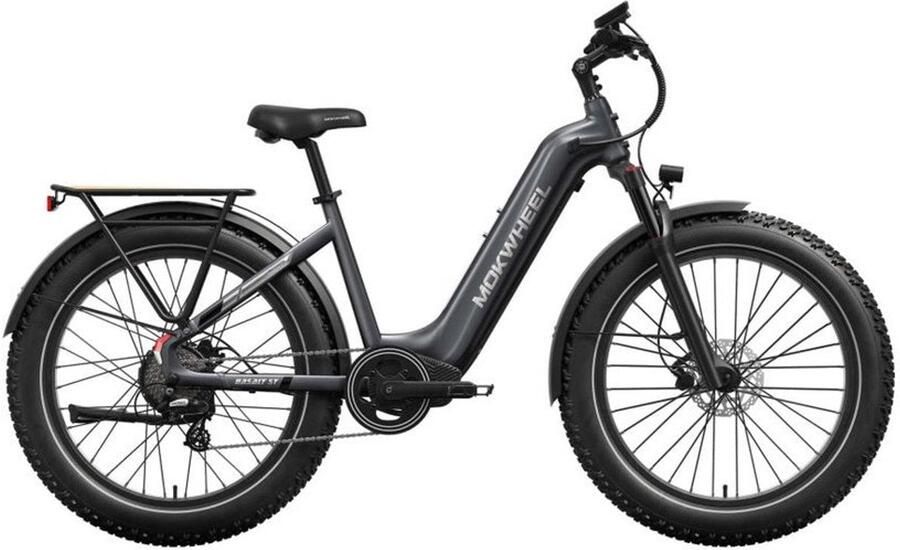 Mokwheel Basalt ST 2.0 – Steengrijs – Elektrische Fatbike – 26x4.0 banden – 940Wh accu – 250W motor – Hydraulische schijfrem