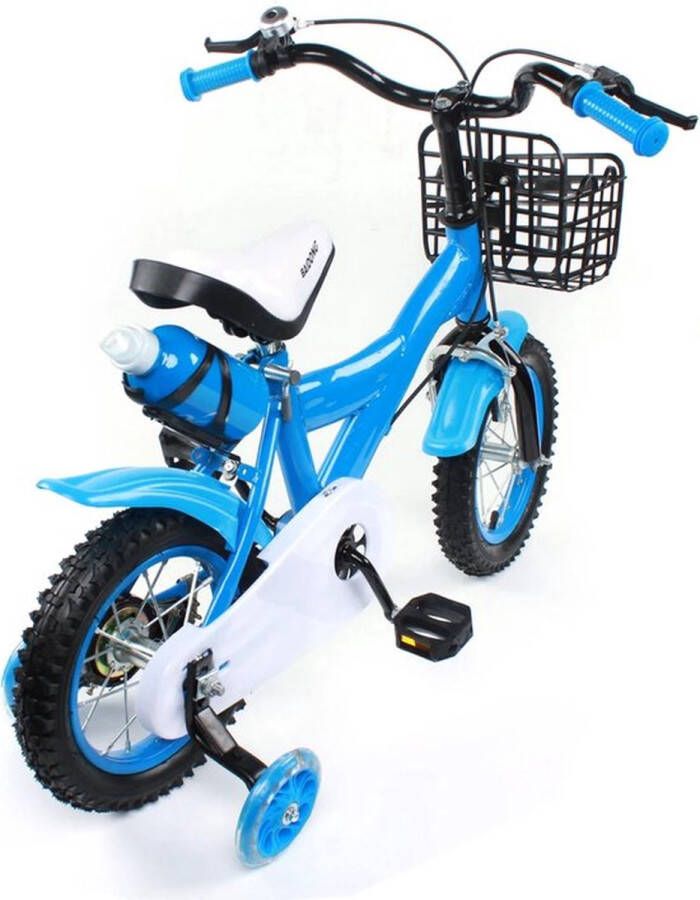 Mrs. Jones Kinderfiets 12 inch Met zijwieltjes Met fietsbel Kinderfiets 2 tot 5 jaar Blauw sfiets sfiets Geschikt vanaf 2 jaar Voor en achterrem