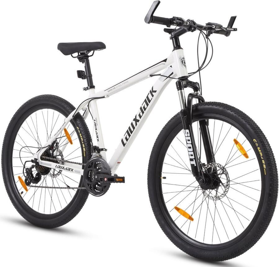 No 28 inch Hardtail Mountainbike Wit 21 Versnellingen met Shima Tourney & Disc Brakes Unisex MTB voor & (170-185 cm Lengte)