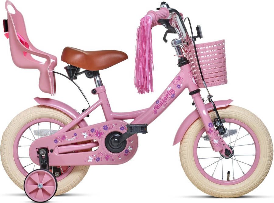 Nogan Butterfly Kinderfiets Meisjesfiets 12 inch Roze