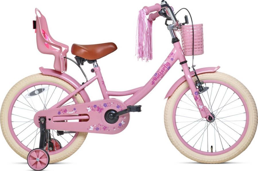 Nogan Butterfly Kinderfiets Meisjesfiets 18 inch Roze
