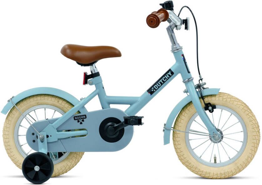 Nogan Dutchy Kinderfiets 12 Inch Met Zijwieltjes Verstelbaar Stuur & Zadel Terugtraprem & V-Brake Blauw