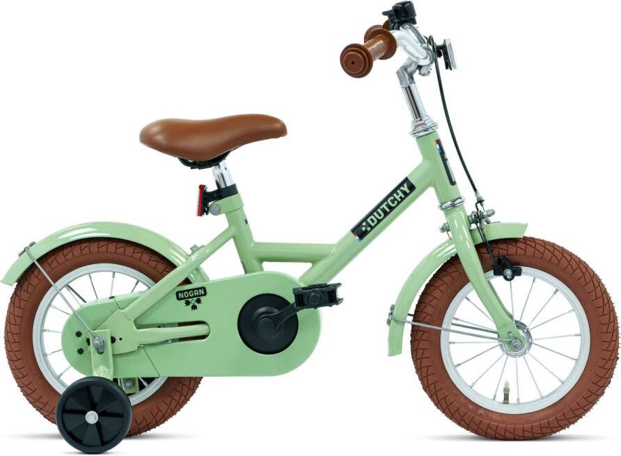 Nogan Dutchy Kinderfiets 12 Inch Met Zijwieltjes Verstelbaar Stuur & Zadel Terugtraprem & V-Brake Groen