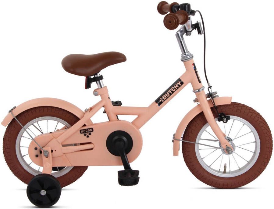 Nogan Dutchy Kinderfiets 12 Inch Met Zijwieltjes Verstelbaar Stuur & Zadel Terugtraprem & V-Brake Mat Roze