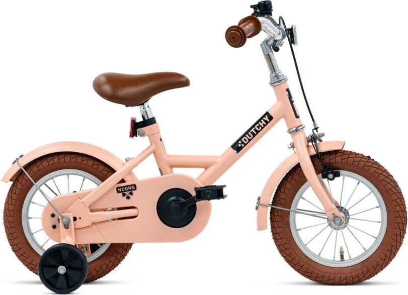 Nogan Dutchy Kinderfiets 12 Inch Met Zijwieltjes Verstelbaar Stuur & Zadel Terugtraprem & V-Brake Mat Roze