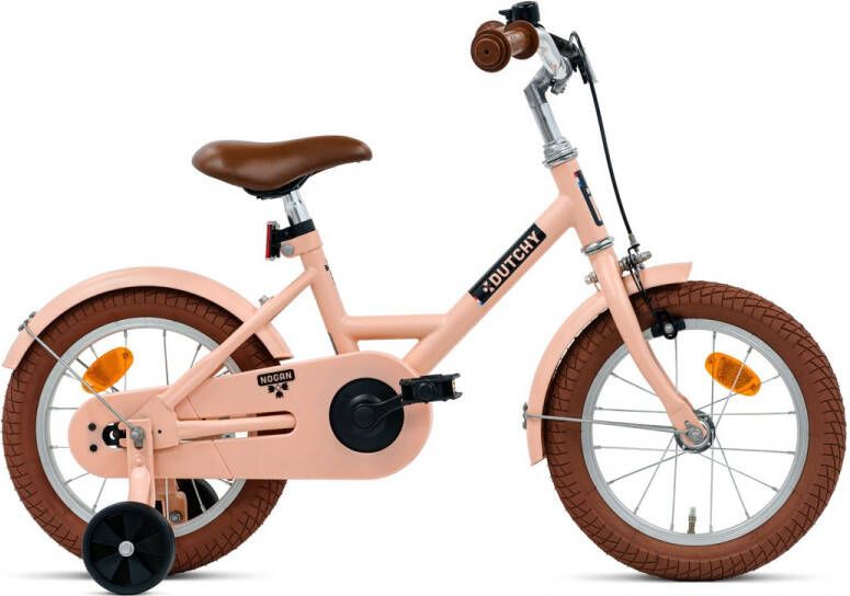 Nogan Dutchy Kinderfiets 14 Inch Met Zijwieltjes Verstelbaar Stuur & Zadel Terugtraprem & V-Brake Mat Roze