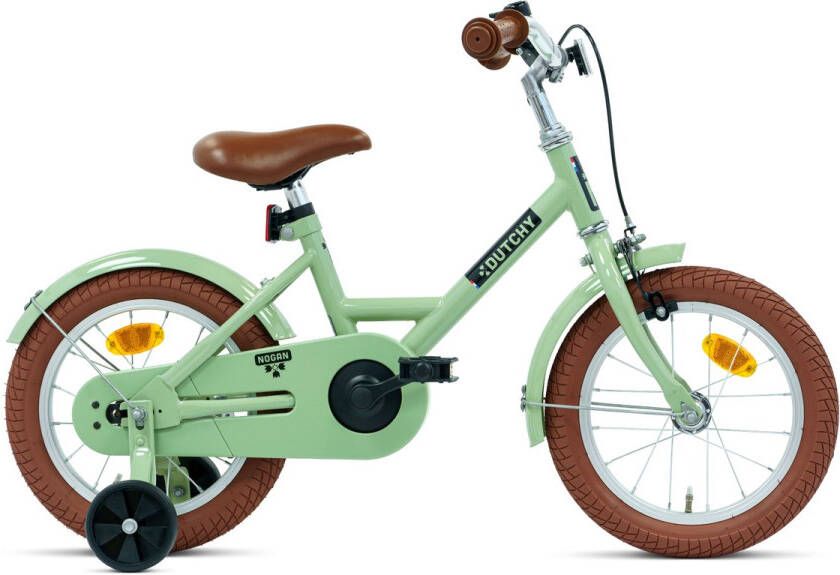 Nogan Dutchy Kinderfiets 14 Inch Met Zijwieltjes Verstelbaar Stuur & Zadel Terugtraprem & V-Brake Groen
