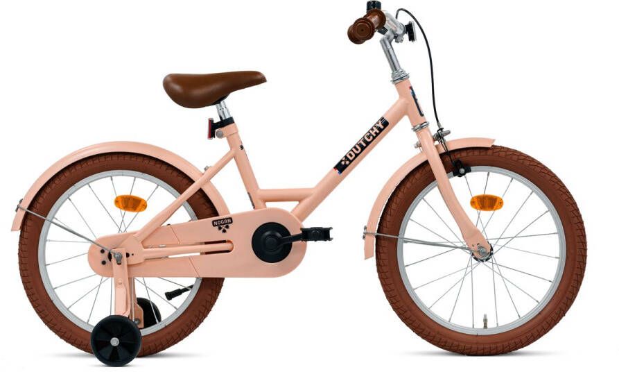 Nogan Dutchy Kinderfiets 18 Inch Met Zijwieltjes Verstelbaar Stuur & Zadel Terugtraprem & V-Brake Mat Roze
