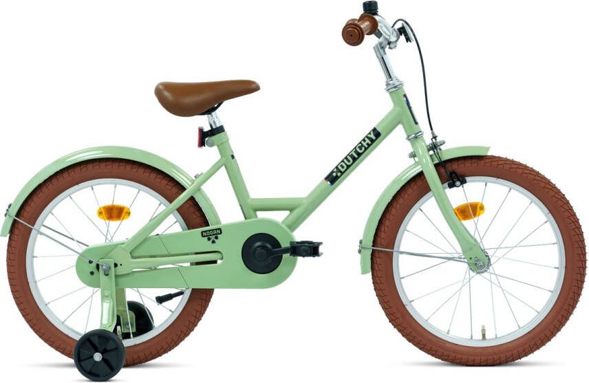 Nogan Dutchy Kinderfiets 18 Inch Met Zijwieltjes Verstelbaar Stuur & Zadel Terugtraprem & V-Brake Groen