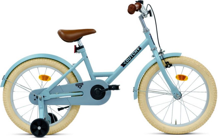Nogan Dutchy Kinderfiets 18 Inch Met Zijwieltjes Verstelbaar Stuur & Zadel Terugtraprem & V-Brake Blauw