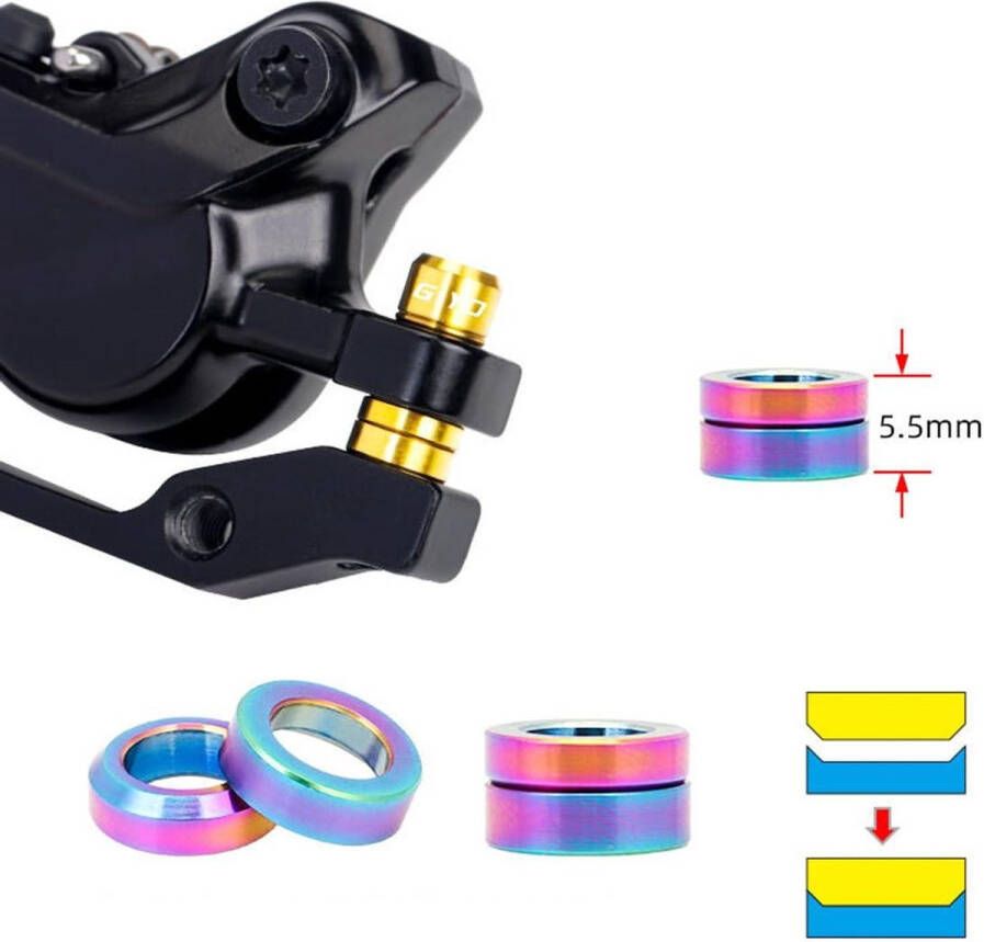 Nordivar 4 stuks Rem Schroefringen Afstandhouder M6 Titanium Caliper Vaste Schroeven Concaaf Convex Compensatie Schijf voor Mountainbike Fiets