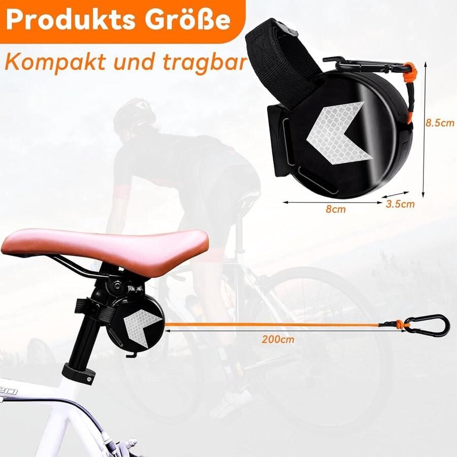 Nordivar Tractietouw voor kinderfiets 2 meter intrekbaar sleeptouw voor ouder en kind Follow Me fietsstang trektouw voor kinderen MTB Bike
