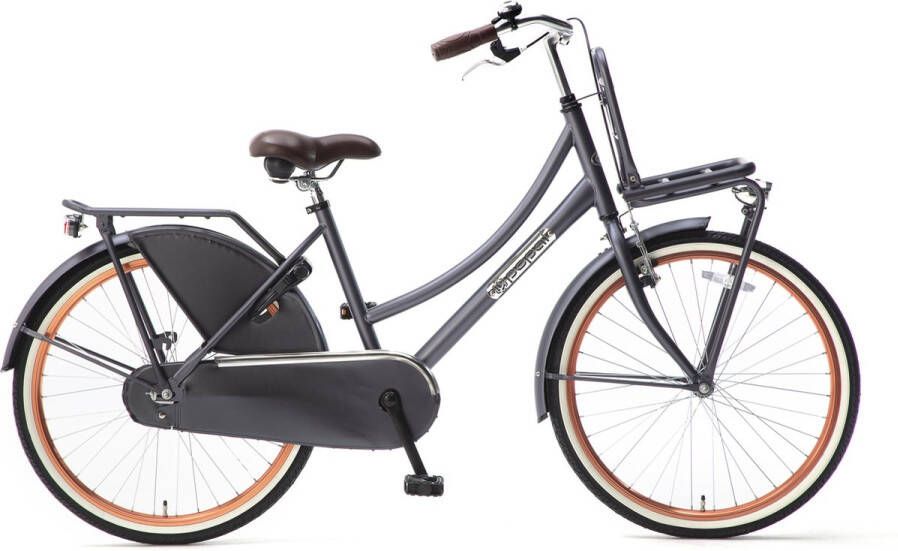 Olfie Popal Daily Dutch Basic Transportfiets 24 Inch Kinderfiets voor Meisjes 130-142 cm 8 tot 12 Jaar Terugtraprem en V-Brake Petrolblauw