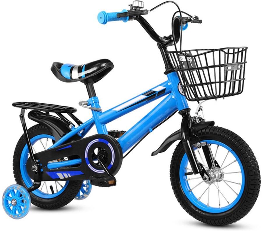 Omabeta Kinderserie 14 inch Kinderfiets Verstelbare hoogte Blauw met achterbank Afneembare d