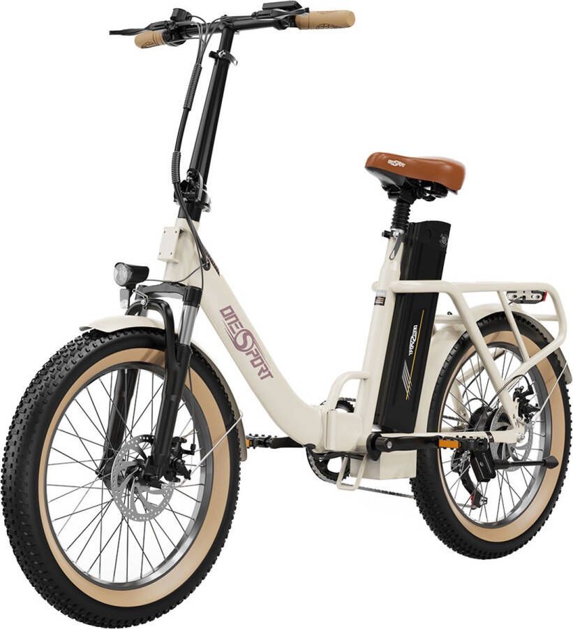 OneSport Elektrische Fiets OT16-2 Elektrische Vouwfiets 816Wh 17Ah Accu Tot 90km Actieradius 20 Inch Banden -Shi o versnellingssysteem-schijfrem - Wit