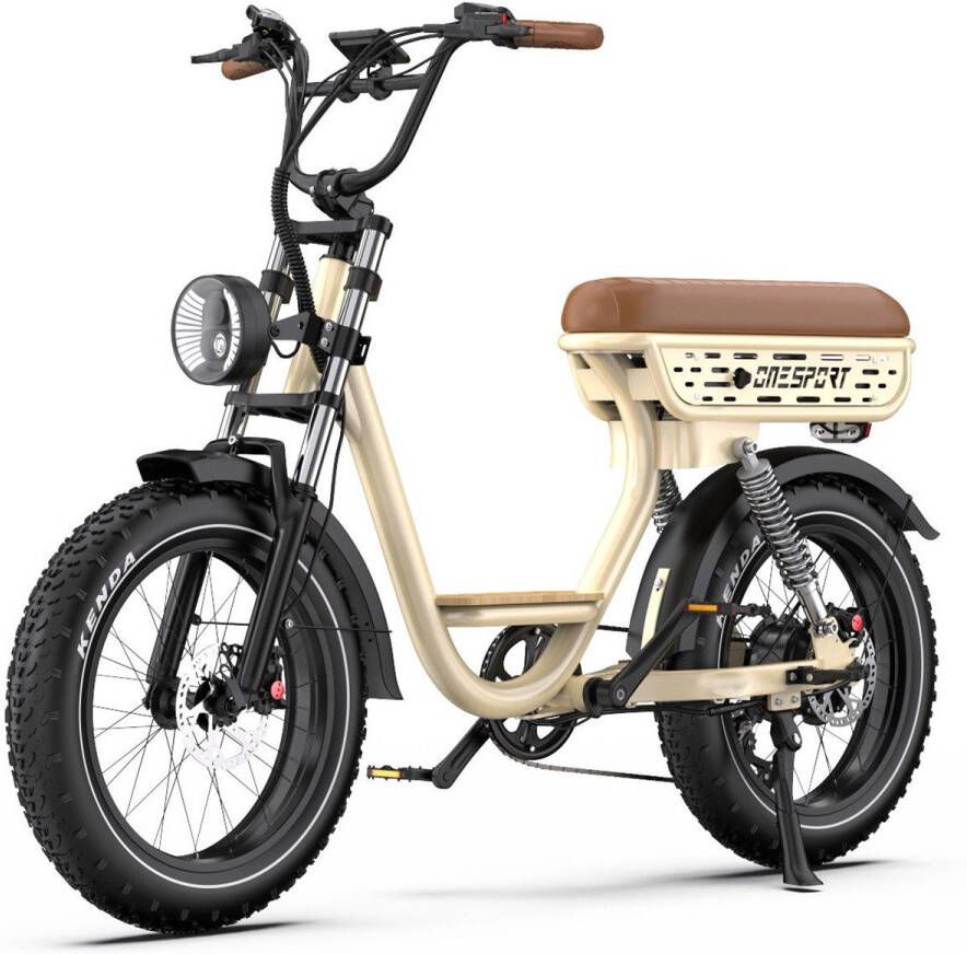 OneSport Elektrische Fiets W77 864Wh 18Ah Accu 90 km Actieradius 20×4.0 Inch Brede Banden Shi o 7 Versnellingen Hydraulische Schijfrem Retro Design & Elektrische Stadsfiets