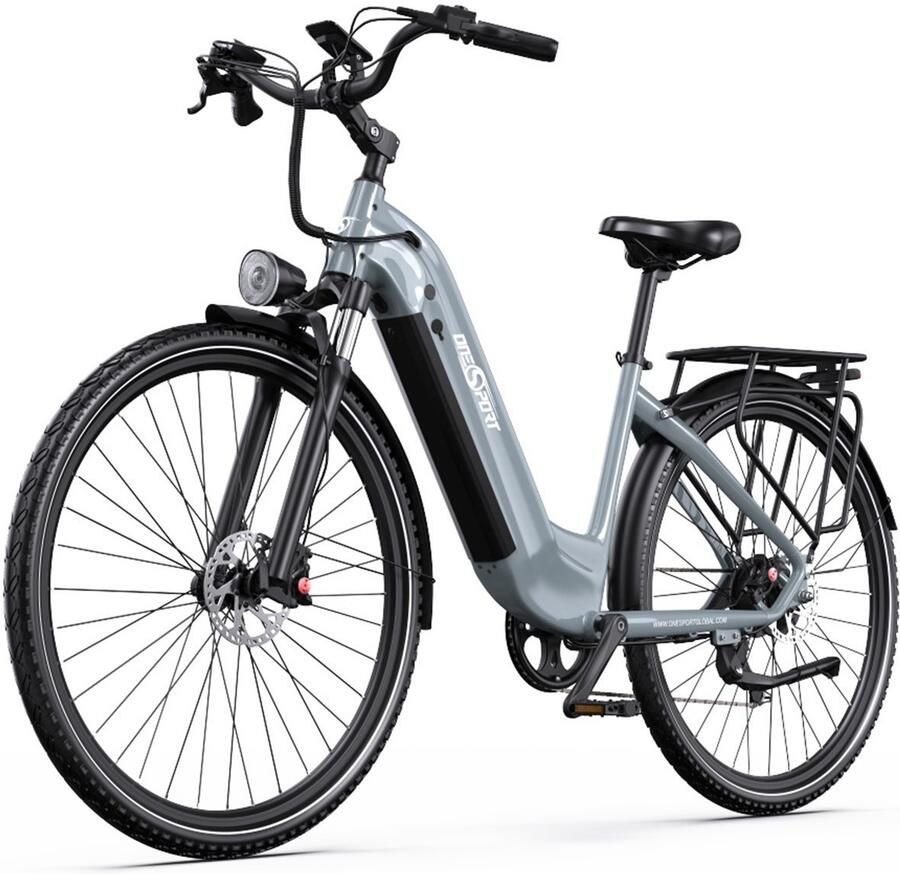 OneSport 【BLACK Friday Deals】Elektrische Fiets OT05 36V 18.2Ah 655Wh Accu 120 km Actieradius 27.5 Inch Wielen Shi o 7 Versnellingen Hydraulische Schijfrem Aluminium Frame LED Display & APP Elektrische Stadsfiets Grijs