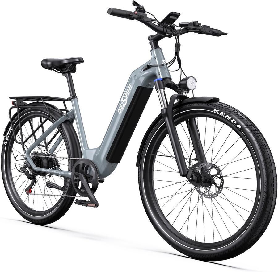 OneSport Elektrische Fiets OT05 120 km Actieradius 36V 18.2Ah 655Wh Accu 27.5 Inch Wielen Shi o 7 Versnellingen Hydraulische Schijfrem Aluminium Frame LED Display & APP Elektrische Stadsfiets Grijs - Foto 3