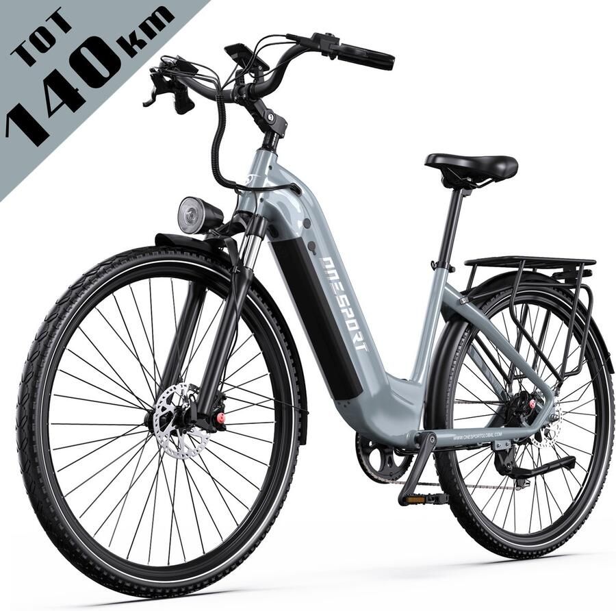 OneSport 【BLACK Friday Deals】Elektrische Fiets OT05PRO 810Wh 22.5Ah Accu 140 km Actieradius 28 Inch Wielen Shi o 7 Versnellingen Hydraulische Schijfrem Aluminium Frame LCD Display & APP Elektrische Stadsfiets Grijsblauw