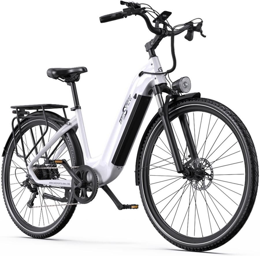 OneSport Elektrische Fiets OT05PRO 810Wh Verwijderbare Batterij 140 km Actieradius 28 Inch Wielen Shi o 7 Versnellingen Hydraulische Schijfrem Aluminium Frame LCD Display & APP Elektrische Stadsfiets Wit