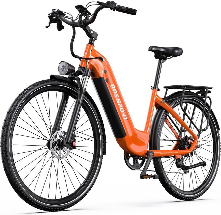 OneSport Elektrische Fiets OT05PRO 810Wh Verwijderbare Batterij 140km Actieradius 28 Wielen Shi o 7 Versnellingen Hydraulische Schijfrem Aluminium Frame LCD Display & APP Elektrische Stadsfiets Oranje