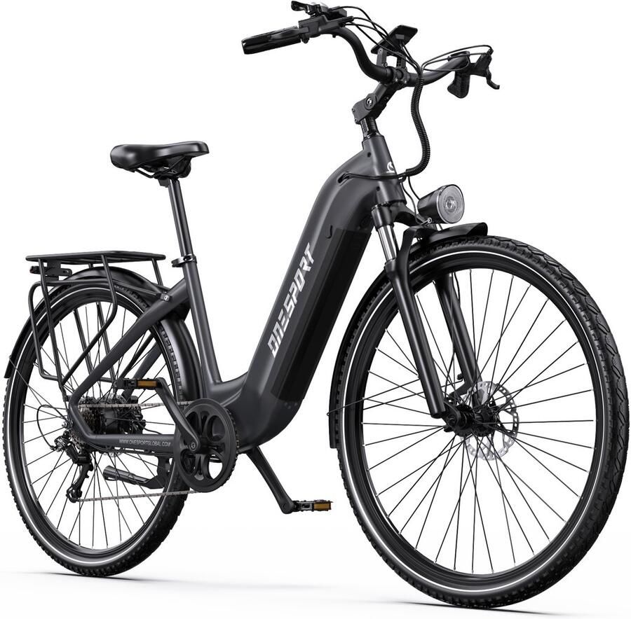 OneSport Elektrische Fiets OT05PRO 810Wh Verwijderbare Batterij 140km Actieradius 28 Wielen Shi o 7 Versnellingen Hydraulische Schijfrem Aluminium Frame LCD Display & APP Elektrische Stadsfiets Technisch grijs