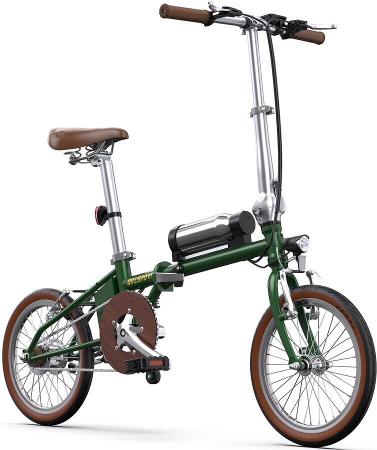 OneSport Elektrische Fiets OT12 Compacte Elektrische Vouwfiets 36V 5.2Ah Accu 40 km Actieradius 16×1.35 inch Banden Snelle Oplaadtijd 2 5 uur Ideaal voor Stad en Woon-werkverkeer Groen