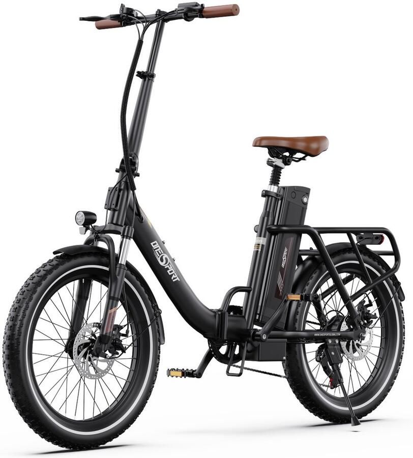 OneSport Elektrische Fiets OT16-2 250W Motor 48V17Ah Accu 60-120km Maximale Bereik 20x3 inch Banden Shi o 7 Versnellingen Zwart