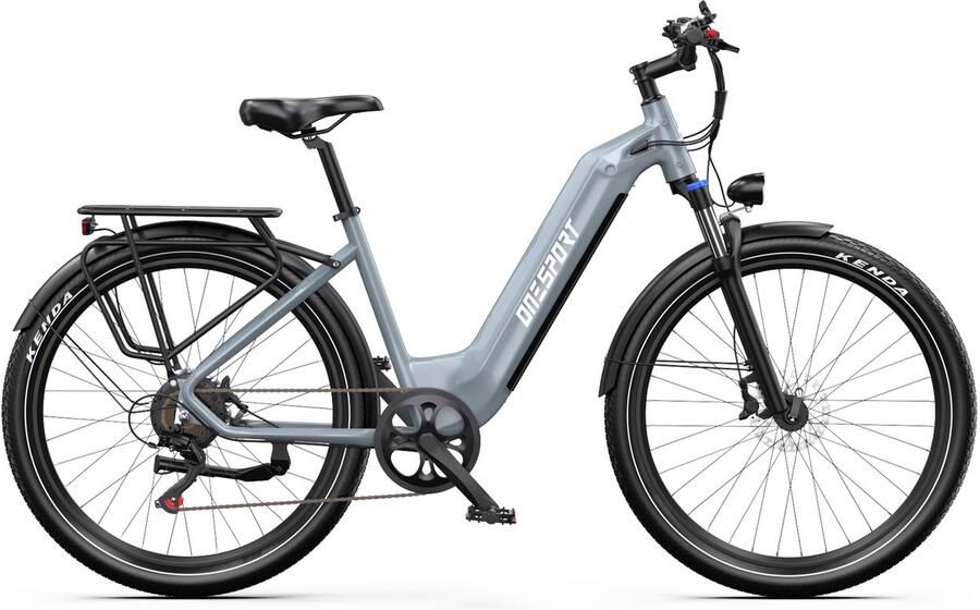 OneSport Onesprot WT05 Elektrische Stadsfiets 27 5 inch – Uitneembare 655Wh Accu – Tot 120 km Bereik – Shi o 7-Speed – Hydraulische Rem –Koppelingssensor –App–Elektrische Fiets –Grijs