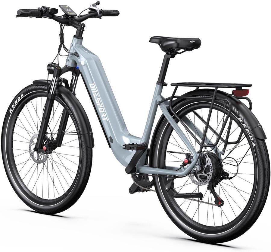OneSport Onesprot WT05 Elektrische Stadsfiets 27 5 inch – Uitneembare 655Wh Accu – Tot 120 km Bereik – Shi o 7-Speed – Hydraulische Rem –Koppelingssensor –App–Elektrische Fiets –Grijs