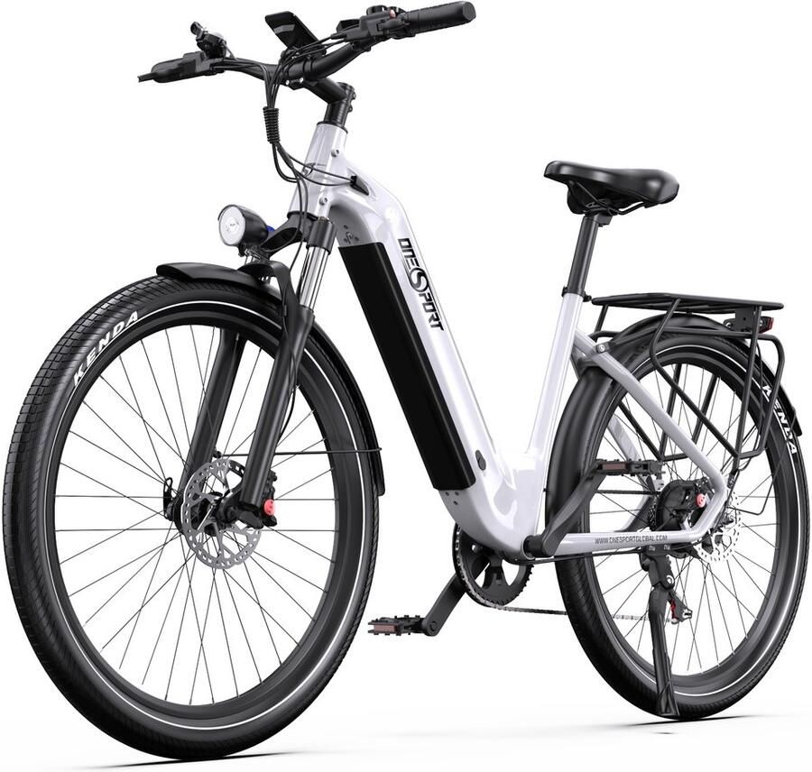 OneSport OT05 Elektrische Fiets 250W Motor 36V 18.2Ah Accu 60-120km Maximale Bereik 27.5 Inch Banden Shi o 7 Versnellingen Wit