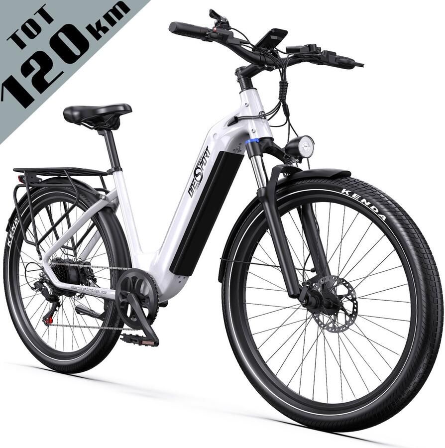 Onesprot ONESPORT 27 5 inch elektrische fiets tot 120 km actieradius 655Wh grote accu 36V 250W motor koppelsensor hydraulische schijfrem Shi o 7 versnellingen mobiele app wit