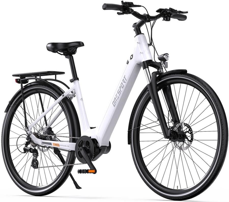 OneSport OT07 Elektrische Fiets 110 km Actieradius 36V 14Ah Verwijderbare Accu 250W BAFANG Middenmotor Hydraulische Schijfrem Shi o 7 Versnellingen Aluminium Frame Elektrische Stadsfiets Wit