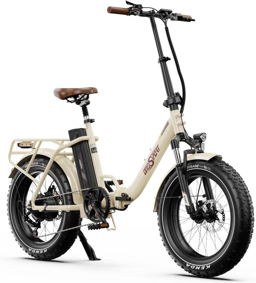 OneSport OT16Max Elektrische Fiets–Opvouwbaar–48V 18Ah Accu–Actieradius tot 120 km–Aluminium Lage Instap–20×4.0 Inch Fatbike –Shi o 7 Versnellingen – Hydraulische Schijfrem – Bluetooth Verbinding – Max. Belasting 120 kg –Stads E-bike – Crèmewit