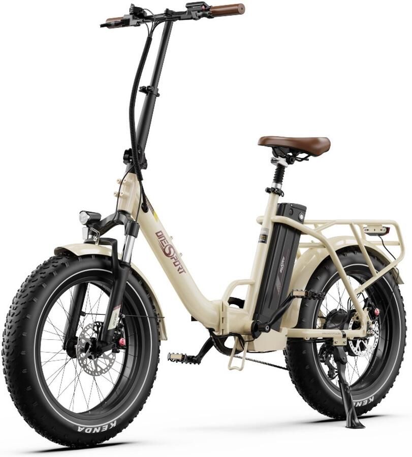 OneSport OT16Max Opvouwbare Elektrische Fiets – 864Wh Accu – Actieradius tot 120 km –20×4.0 Inch Fatbike – Aluminium Lage Instapframe – Shi o 7 Versnellingen – Hydraulische Schijfrem – Max. Belasting 120 kg – Stads E-bike – Crèmewit