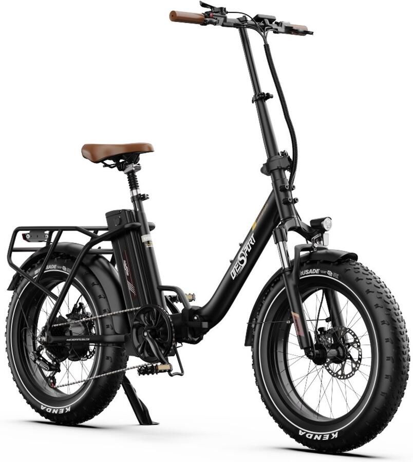 OneSport OT16Max Opvouwbare Elektrische Fiets – 864Wh Accu – Actieradius tot 120 km –20×4.0 Inch Fatbike – Aluminium Lage Instapframe – Shi o 7 Versnellingen – Hydraulische Schijfrem – Max. Belasting 120 kg – Stads E-bike Zwartbruin