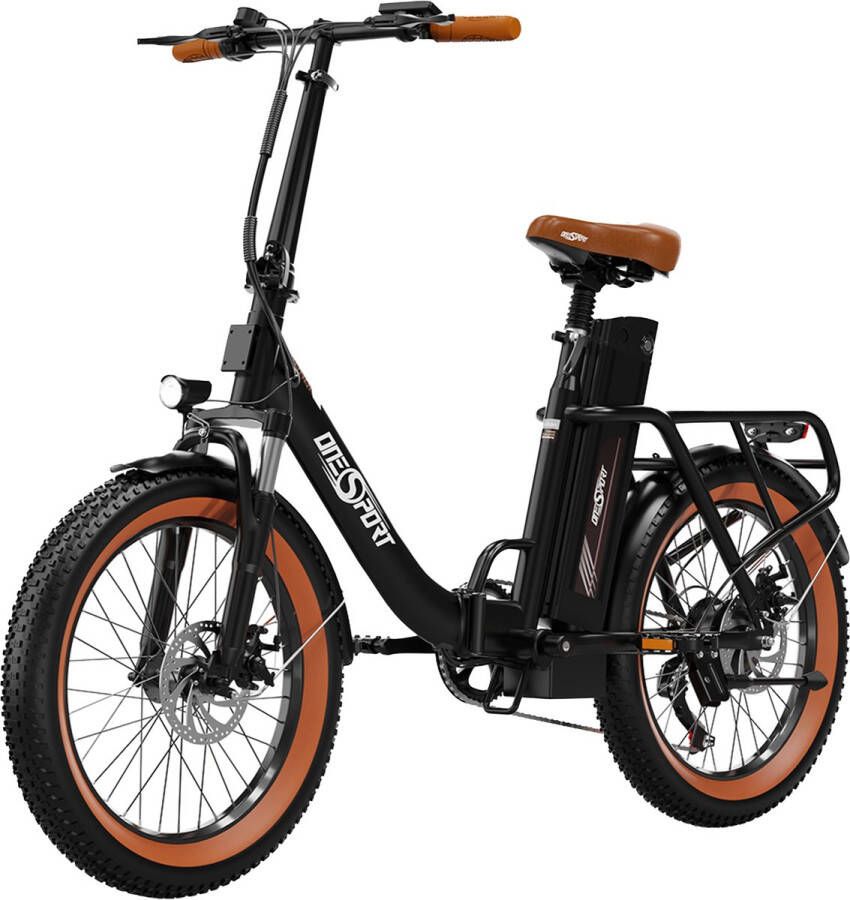 OneSport OT16-2 opvouwbare 20 inch stadsfiets in retro-stijl-opvouwbare Pedelec elektrische fiets met 250W achtermotor-Shi o 7-versnellingsderailleur-schijfrem