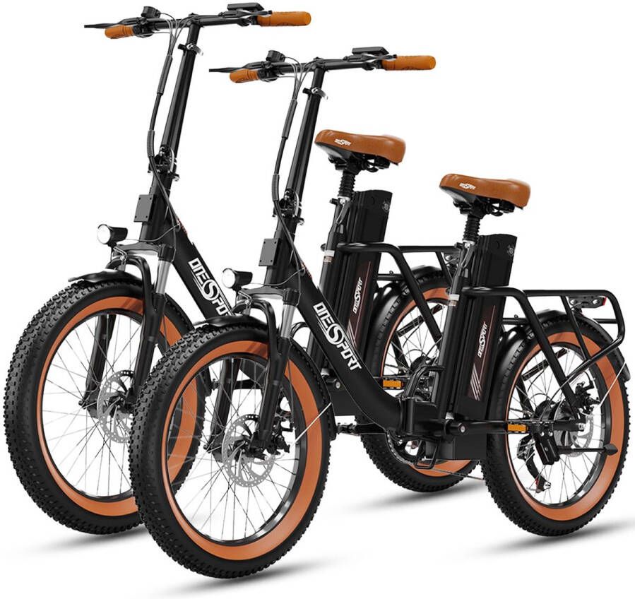 OneSport OT16-2 opvouwbare 20 inch stadsfiets in retro-stijl-opvouwbare Pedelec elektrische fiets met 250W achtermotor-Shi o 7-versnellingsderailleur-schijfrem-set van 2