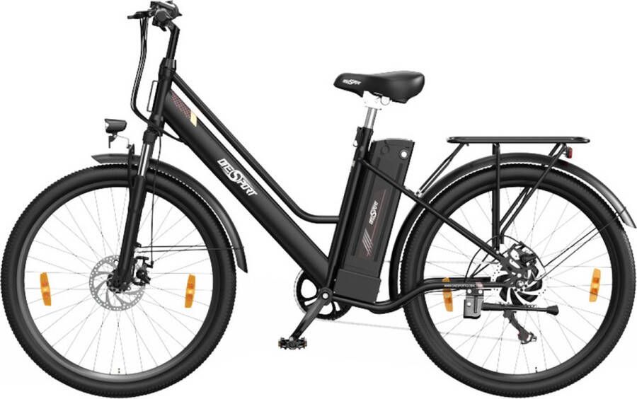 OneSport OT18-3 Elektrische fiets voor in de stad 26*2.35 inch banden 250W motor 36V 14.4Ah accu 100km maximaal bereik 25km h max snelheid Shi o 7 versnellingen schijfrem voor en achter Zwart