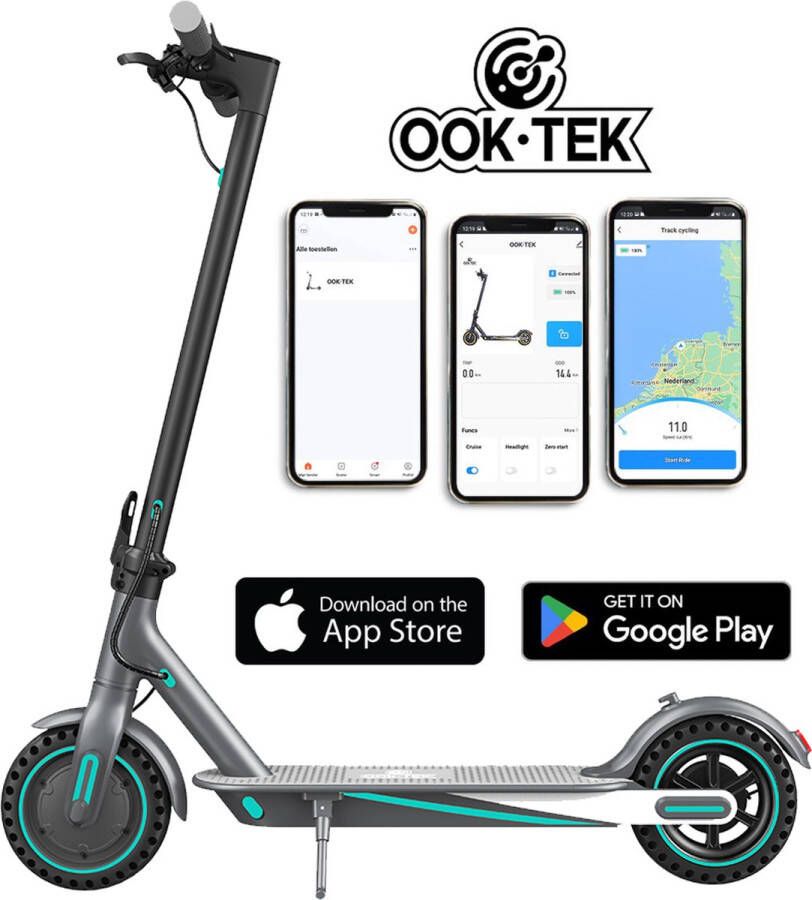 OOKTEK Elektrische Step Voor Kinderen & Volwassenen E-scooter Anti Lek Banden Cruise Control App 25km u LED verlichting Schokbestendige Wielen